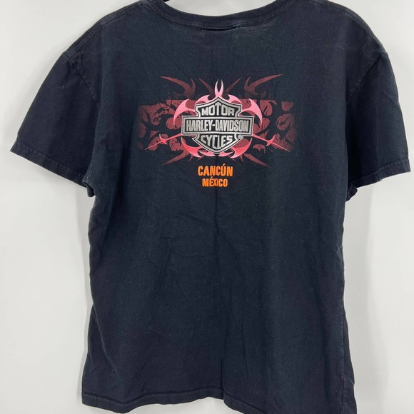 Vintage Harley Davidson Short Sleeve Tshirt Black Cancun Mexico Women's XL - Picture 4 of 5